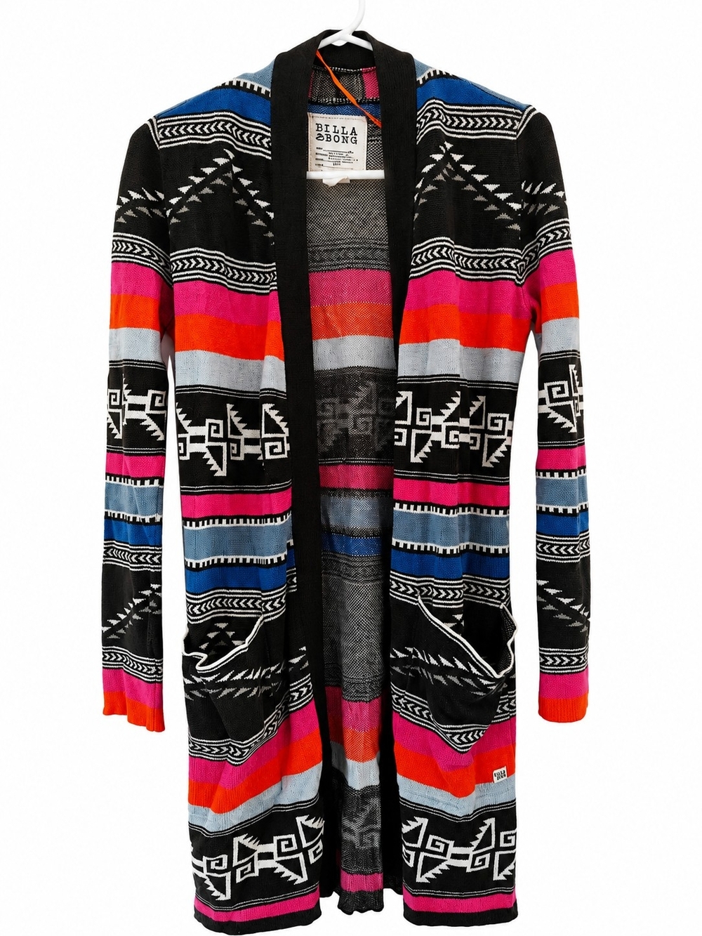 Billabong Aztec Open-Front Cardigan Small Colourful Fall Winter Vibrant Cozy